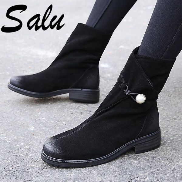 boots salu genuine leather shoes women sheepskin ankle brand round toe square low heel spring autumn black size 35-40
boots salu genuine leather shoes women sheepskin ankle brand round toe square low heel spring autumn black size 35-40