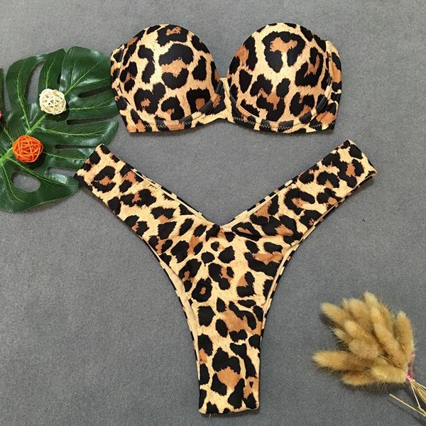 women's swimwear women leopard print padded bra bikini set swimsuit bandage push-up beachwear, White;black
women's swimwear women leopard print padded bra bikini set swimsuit bandage push-up beachwear, White;black