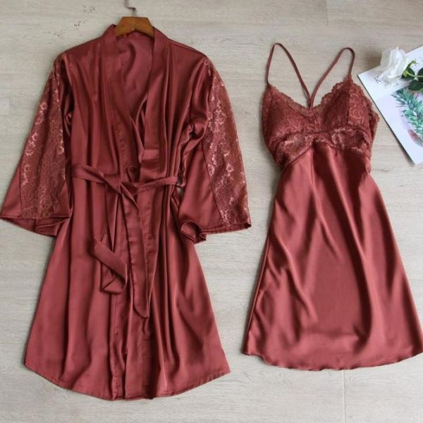 women's sleepwear wedding morning robe gown set lace satin twinset bridal bathrobe chemise nightgown suit bridesmaid intimate ling, Black;red
women's sleepwear wedding morning robe gown set lace satin twinset bridal bathrobe chemise nightgown suit bridesmaid intimate ling, Black;red