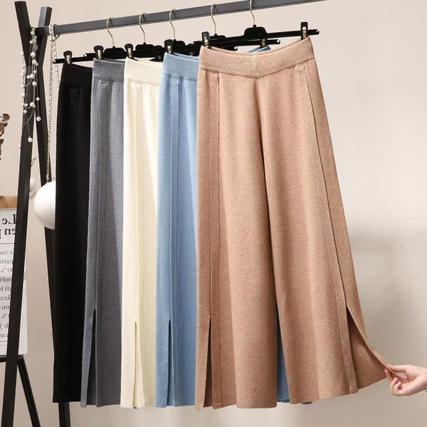 women's pants & capris autumn/winter trousers 2021 high-waisted straight tube loose-fitting woolen, Black;white