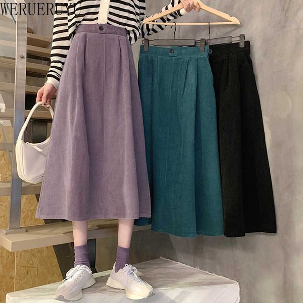 werueruyu women corduroy skirt autumn winter vintage harajuku loose a-line female long skirt high waist lady 210608, Black
werueruyu women corduroy skirt autumn winter vintage harajuku loose a-line female long skirt high waist lady 210608, Black