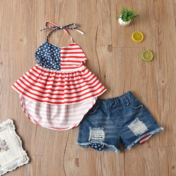 clothing sets summer girls' independence day sling + pants denim shorts two-piece suit baby girl clothes dziewczyna zestawy, White
clothing sets summer girls' independence day sling + pants denim shorts two-piece suit baby girl clothes dziewczyna zestawy, White
