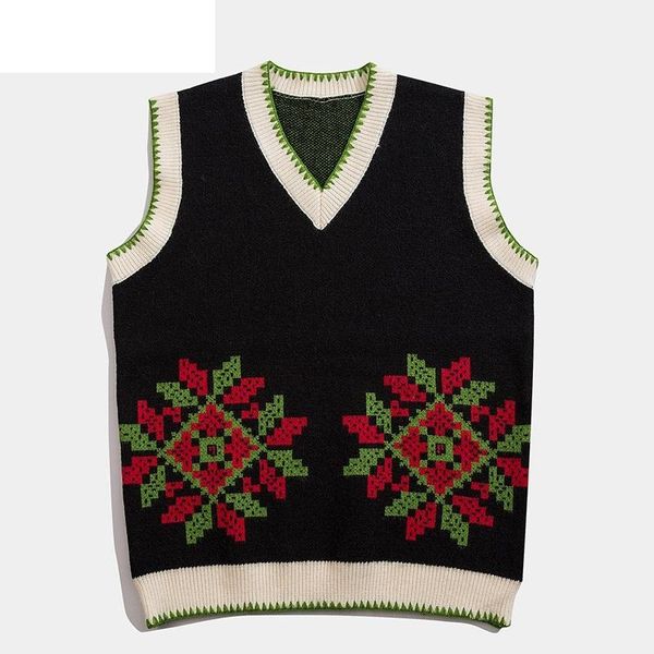 men's vests large vintage v-neck embroidered floral super knitwear vest harajuku jumper color sleeveless sweater mens clothing arrival, Black;white
men's vests large vintage v-neck embroidered floral super knitwear vest harajuku jumper color sleeveless sweater mens clothing arrival, Black;white