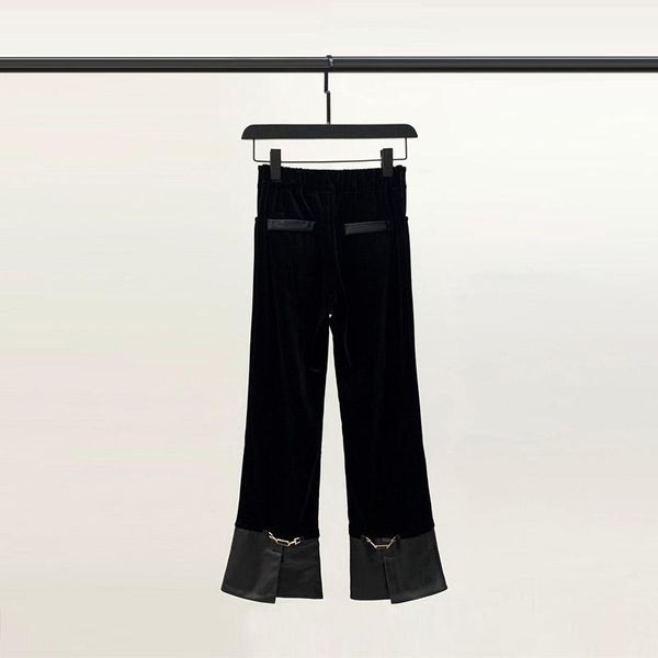 women's pants & capris 2021 leather nine-point sheep skin stitching gold velvet slits chain bell bottom trend, Black;white
women's pants & capris 2021 leather nine-point sheep skin stitching gold velvet slits chain bell bottom trend, Black;white