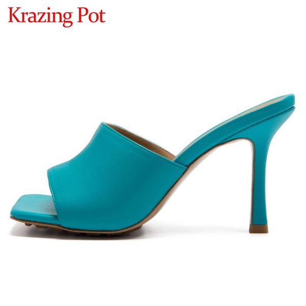 krazing pot genuine leather peep toe high heels young lady daily wear slip on mules mature handmade sandals women l60, Black
krazing pot genuine leather peep toe high heels young lady daily wear slip on mules mature handmade sandals women l60, Black