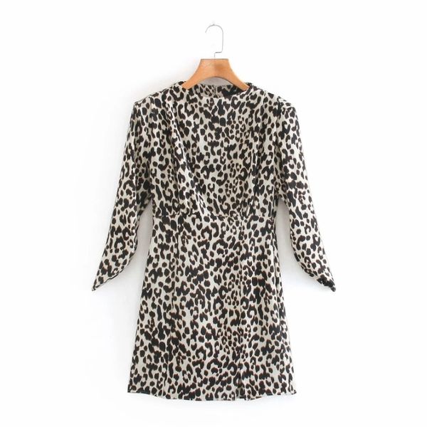 women leopard print shoulder pleating mini dress casual female three quarter sleeve clothes lady slim vestido d6751 210430, Black;gray
women leopard print shoulder pleating mini dress casual female three quarter sleeve clothes lady slim vestido d6751 210430, Black;gray