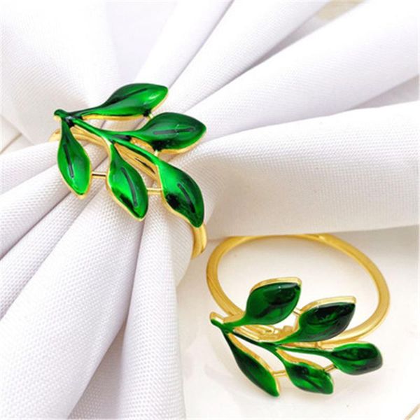 napkin rings 6 / pcs el green leaf buckle ring mouth factory direct sales