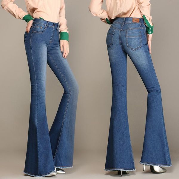 stretch large size 26-32 high waist women's jeans fashion spring and autumn big flared pants cowgirl trousers, Blue
stretch large size 26-32 high waist women's jeans fashion spring and autumn big flared pants cowgirl trousers, Blue