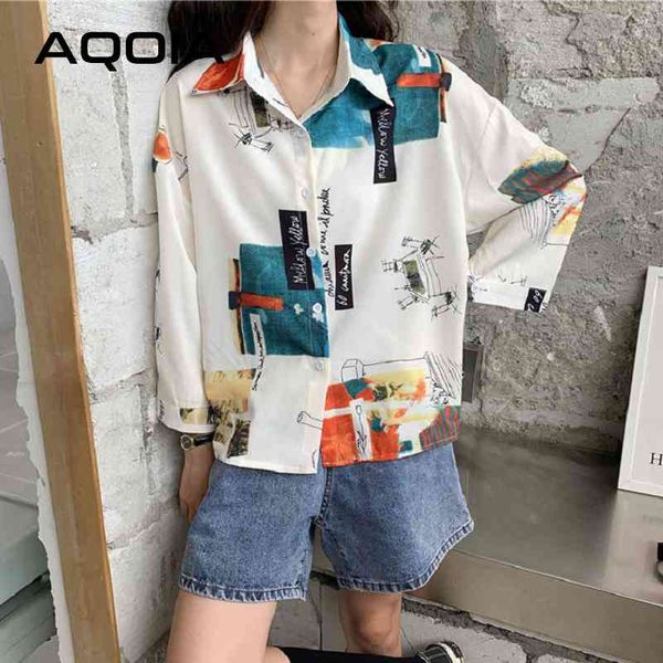 spring korean style printing women blouse button up long sleeve white ladies shirts loose turn-down collar female clothing 210521
spring korean style printing women blouse button up long sleeve white ladies shirts loose turn-down collar female clothing 210521