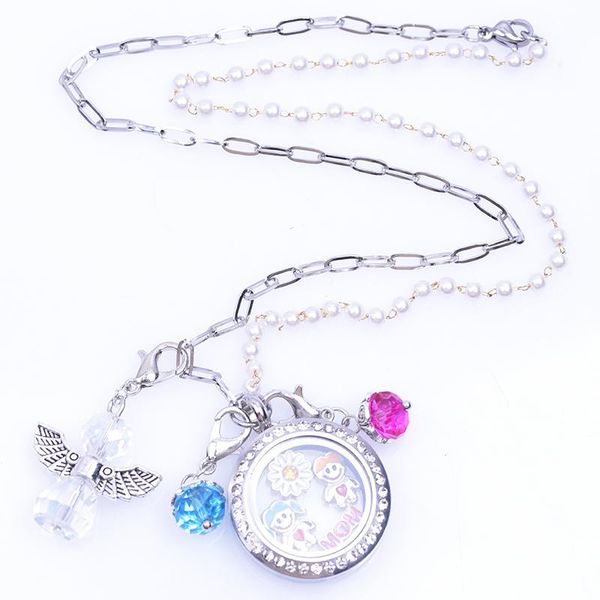 pendant necklaces 5pcs/lot stainless steel crystal round floating glass memory charms locket pearl chains women mother day gift jewelry, Silver
pendant necklaces 5pcs/lot stainless steel crystal round floating glass memory charms locket pearl chains women mother day gift jewelry, Silver
