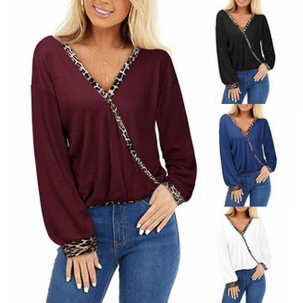 women's blouses & shirts fall winter women fashion leopard print stitching v-neck long-sleeve casual shirt elegant female loose par, White
women's blouses & shirts fall winter women fashion leopard print stitching v-neck long-sleeve casual shirt elegant female loose par, White