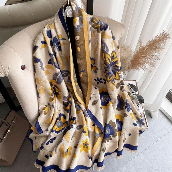 scarves 2021 flowers kashmir scarf women winter pashmina thick women's warm blankets wraps fashion lady bufanda bandana, Blue;gray 
scarves 2021 flowers kashmir scarf women winter pashmina thick women's warm blankets wraps fashion lady bufanda bandana, Blue;gray