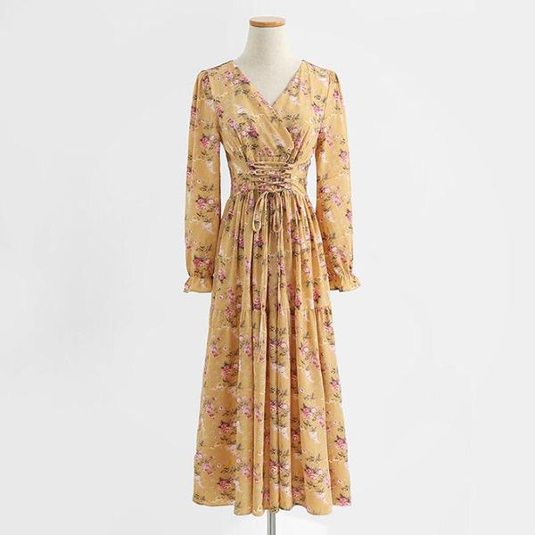 casual dresses floral print long sleeve women dress high waist chiffon party elegant lace up autumn vintage midi vestidos, Black;gray
casual dresses floral print long sleeve women dress high waist chiffon party elegant lace up autumn vintage midi vestidos, Black;gray