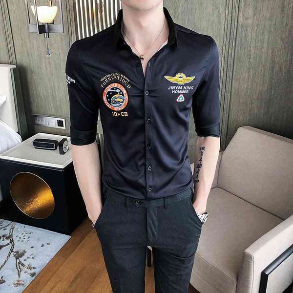 summer bomber shirts men fashion slim fit short sleeve casual shirt streetwear social dress shirts black white camisa masculina 210527, White;black
summer bomber shirts men fashion slim fit short sleeve casual shirt streetwear social dress shirts black white camisa masculina 210527, White;black