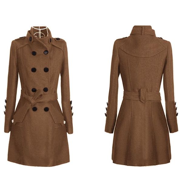 women winter coat double-breasted wool long trench overcoat outwear m-4xl women's & blends, Black
women winter coat double-breasted wool long trench overcoat outwear m-4xl women's & blends, Black