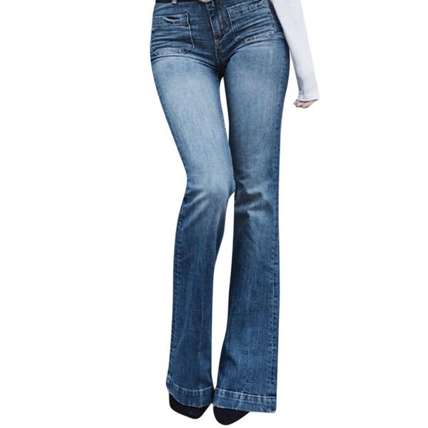 women's jeans high waist women autumn elastic plus loose denim pocket button casual boot cut pant mujer a416, Blue
women's jeans high waist women autumn elastic plus loose denim pocket button casual boot cut pant mujer a416, Blue