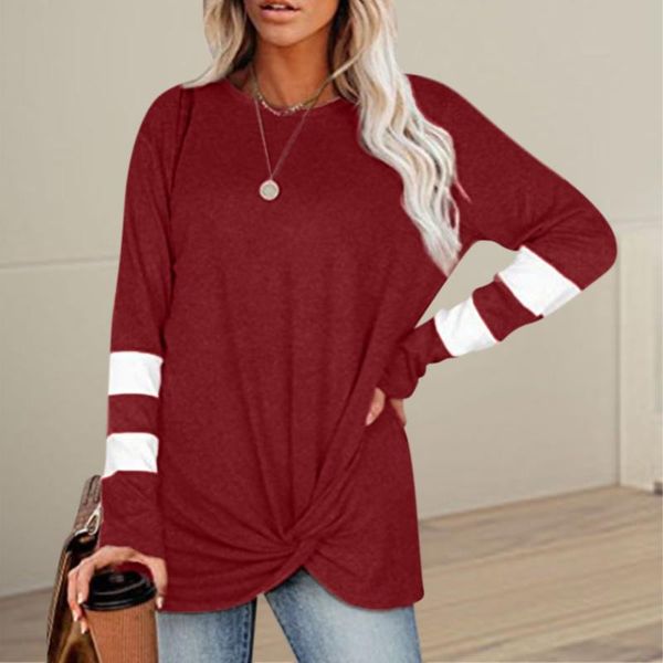 women's t-shirt striped patchwork woman tshirts loose round neck long sleeve twisted pullover magliette donna t shirt women koszulki, White
women's t-shirt striped patchwork woman tshirts loose round neck long sleeve twisted pullover magliette donna t shirt women koszulki, White