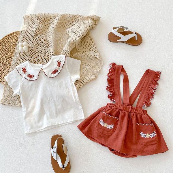 clothing sets 2021 summer kids baby girls clothes set embroider short sleeve t-shirt + braces skirt born infant, White
clothing sets 2021 summer kids baby girls clothes set embroider short sleeve t-shirt + braces skirt born infant, White