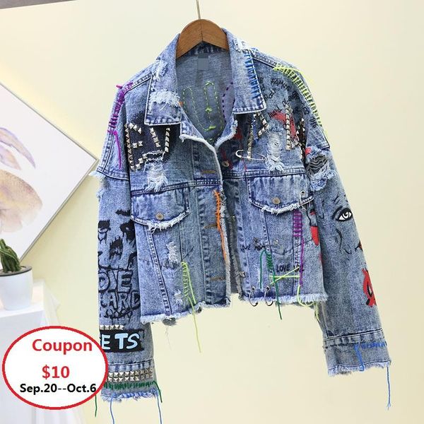 women's jackets harajuku graffiti print women bomber jacket loose coat outwear rivet tassel girl korean clothes colorful basic sa263s50, Black;brown
women's jackets harajuku graffiti print women bomber jacket loose coat outwear rivet tassel girl korean clothes colorful basic sa263s50, Black;brown