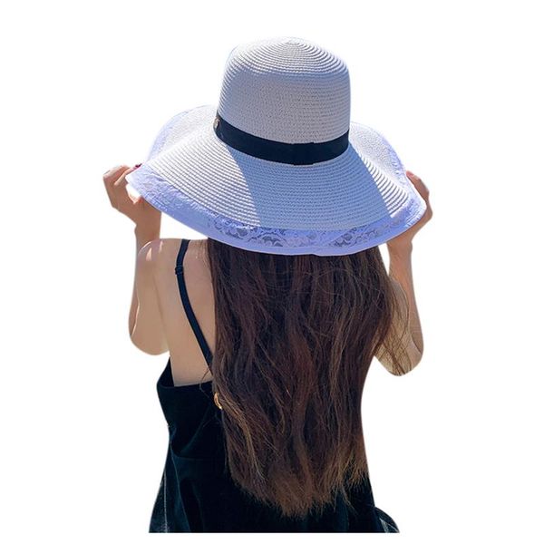 wide brim hats lace panama straw hat women ribbon bow beach style summer fisherman female male sunhat lady, Blue;gray
wide brim hats lace panama straw hat women ribbon bow beach style summer fisherman female male sunhat lady, Blue;gray