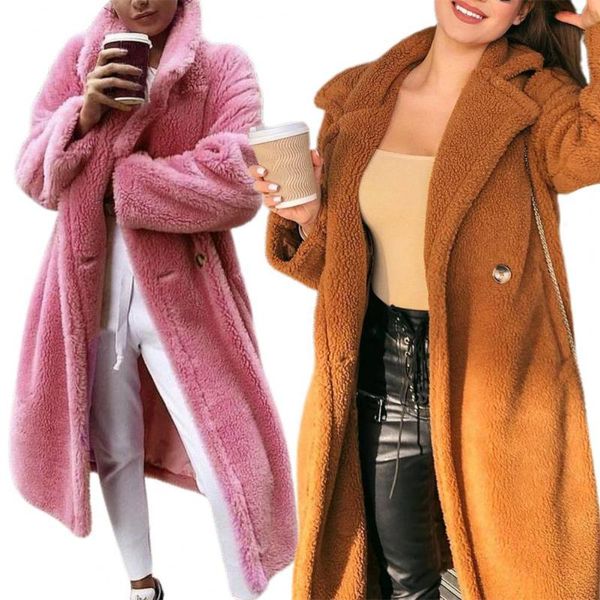 women's jackets long coat warm-keeping wear resistant plush women cardigan winter outerwear for outdoor, Black;brown