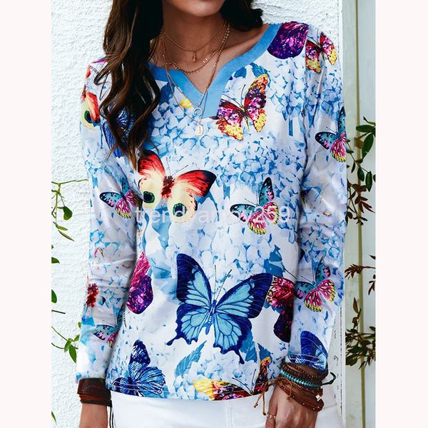 women's t-shirt autumn winter trend women's fashion v-neck loose positioning butterfly long sleeve t-shirt, White
women's t-shirt autumn winter trend women's fashion v-neck loose positioning butterfly long sleeve t-shirt, White