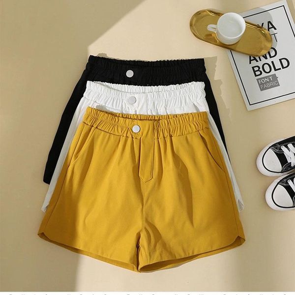 women's shorts vintage high waist women 2021 summer casual korean elegant pants button loose with pockets for ladies, White;black
women's shorts vintage high waist women 2021 summer casual korean elegant pants button loose with pockets for ladies, White;black
