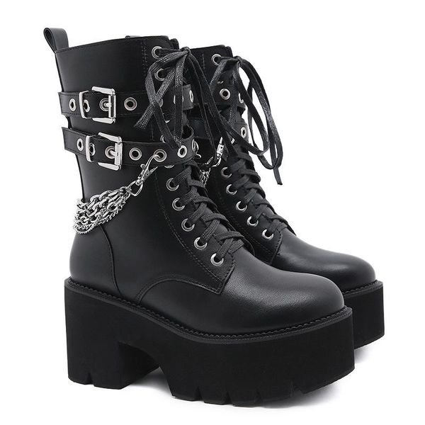 boots black women heel chain chunky platform leather gothic female punk style ankle zipper
boots black women heel chain chunky platform leather gothic female punk style ankle zipper