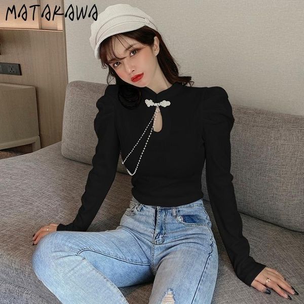 women's sweaters matakawa long sleeve woman spring wear standard knitted sweater women bottoming slim puff pullover, White;black
women's sweaters matakawa long sleeve woman spring wear standard knitted sweater women bottoming slim puff pullover, White;black