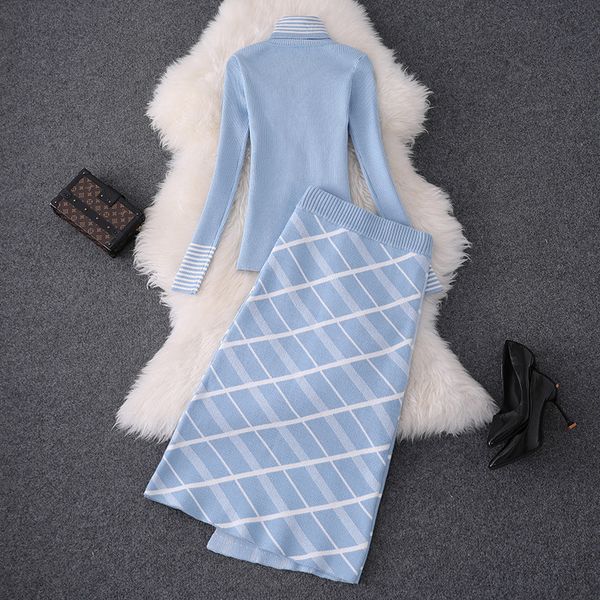 female designer autumn winter two pieces outfit turtleneck sweater and plaid skirt suit mrs twinset, Black
female designer autumn winter two pieces outfit turtleneck sweater and plaid skirt suit mrs twinset, Black