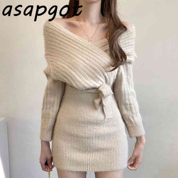 chic elegant slim cross v-neck lace up waist knitted dress wrap hip sweater short casual vintage wild autumn solid 210429, Black;gray
chic elegant slim cross v-neck lace up waist knitted dress wrap hip sweater short casual vintage wild autumn solid 210429, Black;gray