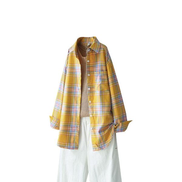 women's blouses & shirts women korean plaid 2021 chic ladies streetwear loose shirt female outfit girls yellow, White
women's blouses & shirts women korean plaid 2021 chic ladies streetwear loose shirt female outfit girls yellow, White