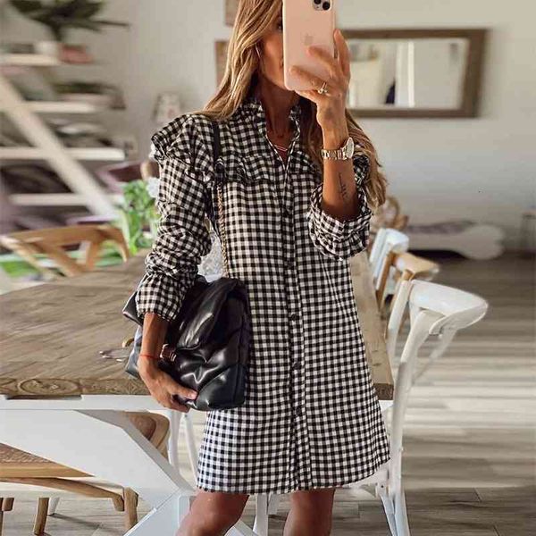 casual dresses spring women ruffle houndstooth office vintage plaid midi shirt ladies long sleeves chic work vestidos p8o0, Black;gray
casual dresses spring women ruffle houndstooth office vintage plaid midi shirt ladies long sleeves chic work vestidos p8o0, Black;gray