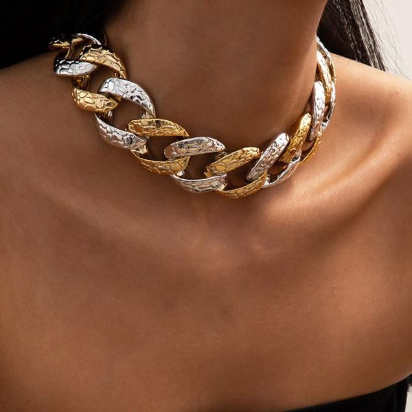 chains hip hop punk mixed color thick chain necklace for women geometric hollow single layer female clavicle choker trend jewelry, Silver
chains hip hop punk mixed color thick chain necklace for women geometric hollow single layer female clavicle choker trend jewelry, Silver