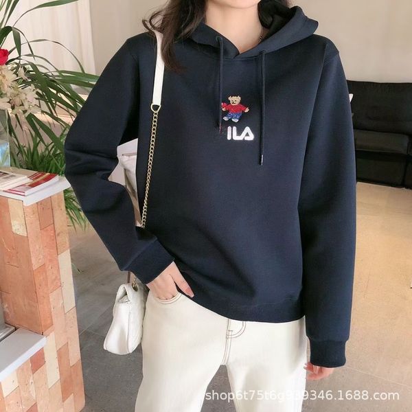 21 autumn feijia embroidered bear diamond hoodie women's sports and leisure hooded top, Black
21 autumn feijia embroidered bear diamond hoodie women's sports and leisure hooded top, Black