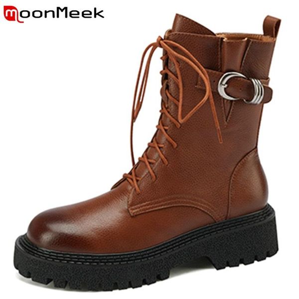 boots moonmeek 2022 arrival lace up zipper genuine leather shoes platform women winter fashion ankle, Black
boots moonmeek 2022 arrival lace up zipper genuine leather shoes platform women winter fashion ankle, Black
