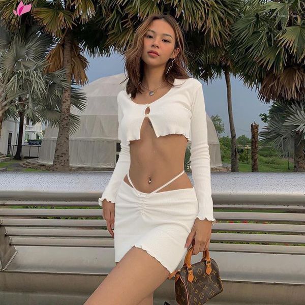 long sleeve bandage skirt 2 pieces set autumn winter women fashion streetwear tracksuit white pure cute wear women's tracksuits, Gray
long sleeve bandage skirt 2 pieces set autumn winter women fashion streetwear tracksuit white pure cute wear women's tracksuits, Gray