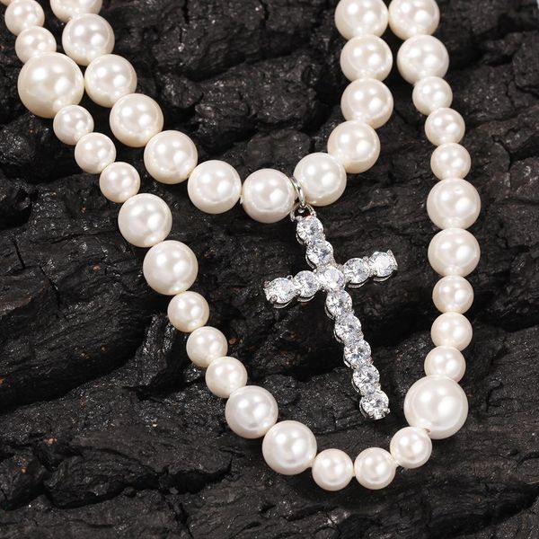 new personalized 2 layers white freshwater pearl cz cross pendant mens choker necklace miami hip hop rapper jewelry gifts for men & women, Silver
new personalized 2 layers white freshwater pearl cz cross pendant mens choker necklace miami hip hop rapper jewelry gifts for men & women, Silver