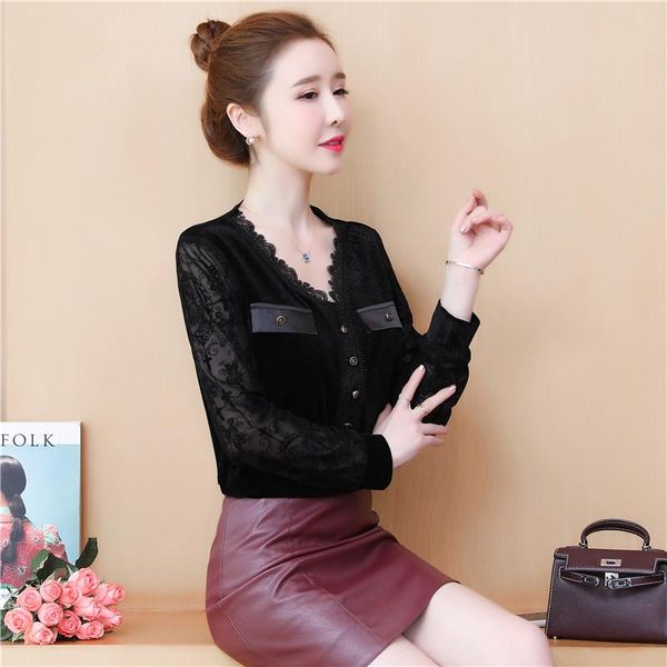 women's blouses & shirts coigarsam blouse women autumn 2021 office lady full sleeve lace straight black blusas womens and, White
women's blouses & shirts coigarsam blouse women autumn 2021 office lady full sleeve lace straight black blusas womens and, White