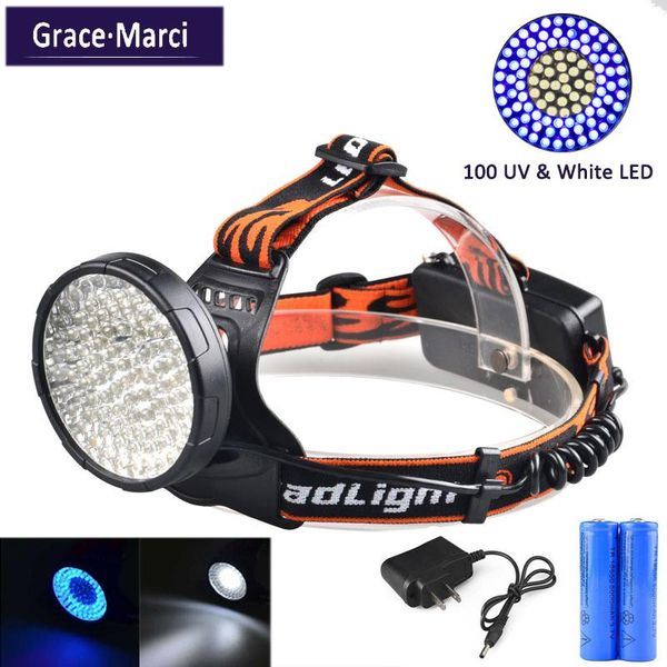395nm uv & white 100 led headlight 18650 rechargeable headlamp portable 5w head torch for hunting fishing headlamps
395nm uv & white 100 led headlight 18650 rechargeable headlamp portable 5w head torch for hunting fishing headlamps