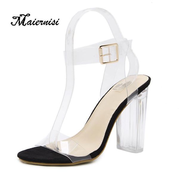 pvc fashion sandals crystal open toed women transparent high heels buckle strap pumps 11cm plus size, Black
pvc fashion sandals crystal open toed women transparent high heels buckle strap pumps 11cm plus size, Black