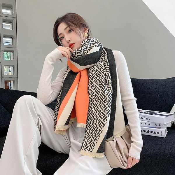 Shawl Scarf with Korean Version Versatile Thickening Warm Office Air Conditioning Room Cape Autumn and Winter Double Side Cashmere Female, Blue;gray
Shawl Scarf with Korean Version Versatile Thickening Warm Office Air Conditioning Room Cape Autumn and Winter Double Side Cashmere Female, Blue;gray