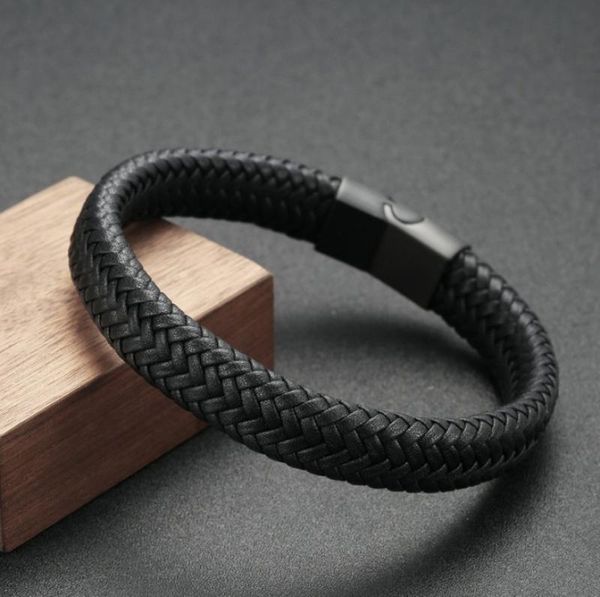 bangle classic simple braided leather bracelet stainless steel magnetic buckle wristband men's casual fashion gift, Black
bangle classic simple braided leather bracelet stainless steel magnetic buckle wristband men's casual fashion gift, Black