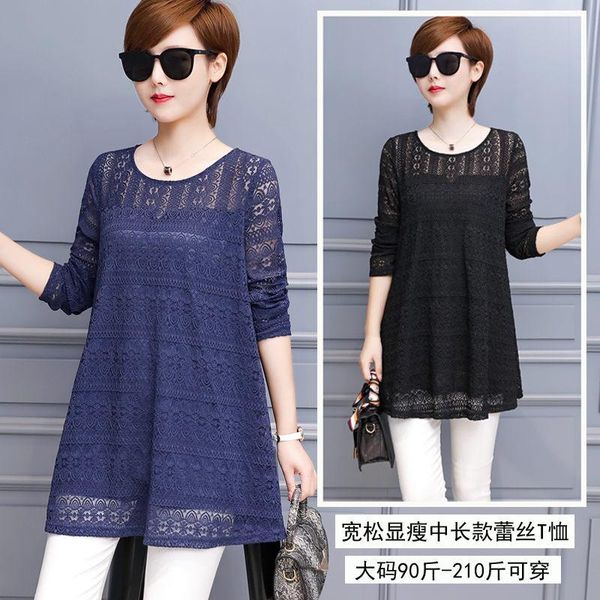 women's blouses & shirts clothes 2021 spring autumn plus size loose long-sleeve t-shirt md-length hollow out lace blouse and l-5xl zh1, White
women's blouses & shirts clothes 2021 spring autumn plus size loose long-sleeve t-shirt md-length hollow out lace blouse and l-5xl zh1, White