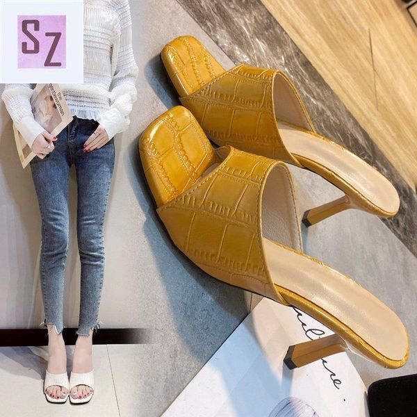 one-word rhombus french sandals and slippers women's outer wear square toe high heels stiletto semi-support, Black
one-word rhombus french sandals and slippers women's outer wear square toe high heels stiletto semi-support, Black