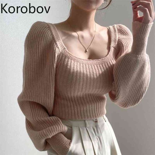 korobov korean women sweaters vintage elegant puff long sleeve square collar jumper femme office lady solid sueter mujer 210430, White;black
korobov korean women sweaters vintage elegant puff long sleeve square collar jumper femme office lady solid sueter mujer 210430, White;black