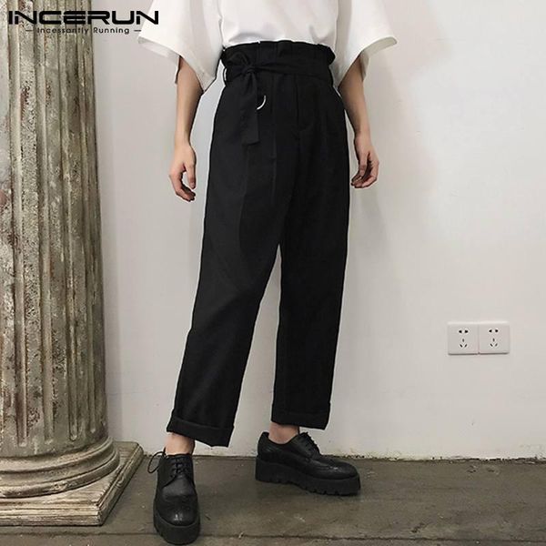 men's pants 2021 fashion men casual joggers solid color with belt straight trousers streetwear korean pantalones hombre incerun, Black
men's pants 2021 fashion men casual joggers solid color with belt straight trousers streetwear korean pantalones hombre incerun, Black