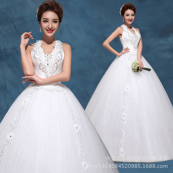 wedding spring and summer 2021 qidi bandage high-grade sweet lace princs hanging neck wedding drs, White
wedding spring and summer 2021 qidi bandage high-grade sweet lace princs hanging neck wedding drs, White