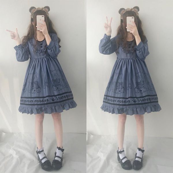casual dresses bear print op autumn long sleeve lolita style dress female retro cute kawaii japanese women's harajuku sweet, Black;gray
casual dresses bear print op autumn long sleeve lolita style dress female retro cute kawaii japanese women's harajuku sweet, Black;gray