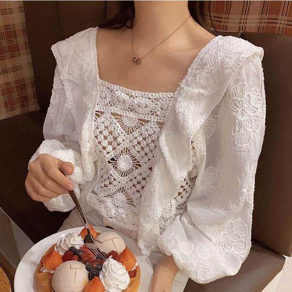 sweet style summer spring women hook flower hollow out lantern sleeve ruffle blouse short design casual shirt women's blouses & shirts, White
sweet style summer spring women hook flower hollow out lantern sleeve ruffle blouse short design casual shirt women's blouses & shirts, White
